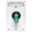 Standard electrical wallplate fitted with an S0921 green LED illuminated momentary pushbutton switch.