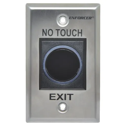 This contactless 'wave to open' wallplate uses infra-red technology to allow access from a protected area or activate a device simply by waving a hand.
