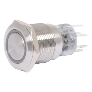Heavy duty vandal resistant switch for indoor/ sheltered outdoor use eg carparks, building entrances. Features an addressable RGB LED for virtually any colour illumination! 19mm mounting hole.