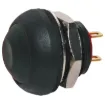 Contact rating: 125mA @ 125V AC
Contact res.: 50mΩ max.
Insulation res.: 1GΩ min @ 500V DC
Dialectric strength: 1000V AC 1 minute
Electrical life: 500,000 cycles

SPST Momentary with Black pushbutton actuator.