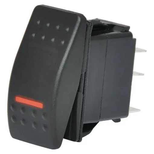 Switch type: Rocker switch, DPST
Contact rating:	10A @ 250V ac / 24V dc
Neon:	Red, 12/24V dc
Electrical life: 	20,000 cycles
Panel thickness:	4mm
Mechanical life:	50,000 cycles
Contact resistance:	<50mΩ
Insulation resistance:	>100MΩ
Dielectric strength:	>1500V ac 1 minute