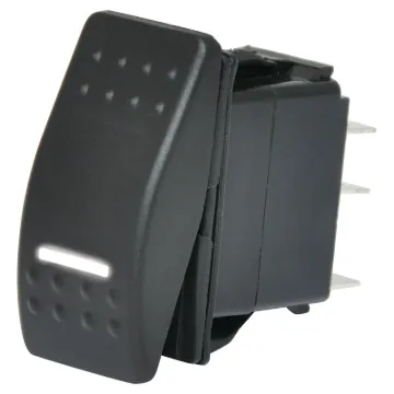 Switch type: Rocker switch, DPST
Contact rating:	10A @ 250V ac / 24V dc
Neon:	White, 12/24V dc
Electrical life: 	20,000 cycles
Panel thickness:	4mm
Mechanical life:	50,000 cycles
Contact resistance:	<50mΩ
Insulation resistance:	>100MΩ
Dielectric strength:	>1500V ac 1 minute