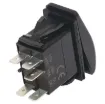 A marine/boat style flat rocker switch suitable for use in 12V DC or 24V DC power systems. Green illumination.