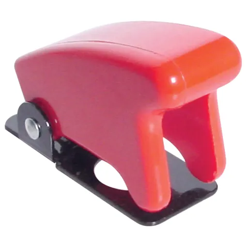Turn a regular toggle into a missile launch style switch.
Prevents accidental activation. Cover turns switch off when snapped down. Suits S 1040, S 1042, S 1050 and S 1052.