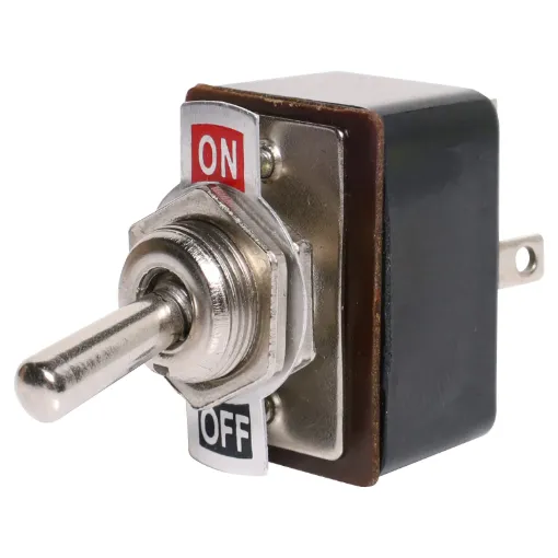 DPDT 3A Toggle Switch. With On-Off plate and metal actuator.