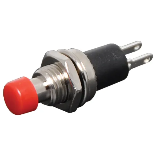 Type : SPST Momentary
Rating:  1A 125V ac / 0.5A 250V ac
Contact resistance:  2.5V dc 1A 20mΩ or less
Insulation resistance: 500V dc 100MΩ or more
Voltage breakdown:  1000V ac 1minute
Mounting hole diameter:  7mm