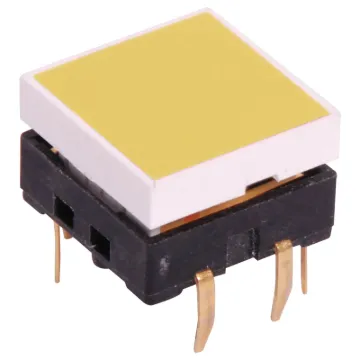 SPST momentary yellow LED PCB mount tactile switch.