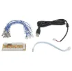 A handy USB interface board for connection to a S 1147 joystick and up to 12 arcade buttons. It connects into any device that supports a USB joystick. Includes pre-terminated interface leads with 6.3mm spade plugs.  35x85mm board size.