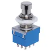 Commonly used guitar effects pedals, stomp boxes etc. Push on, push off type.
Contact rating:	4A @ 125VAC, 2A @ 250VAC
Contact resistance:	<20mΩ
Mounting hole diam.:	12mm
