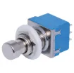 Commonly used guitar effects pedals, stomp boxes etc. Push on, push off type.
Contact rating:	4A @ 125VAC, 2A @ 250VAC
Contact resistance:	<20mΩ
Mounting hole diam.:	12mm