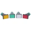Momentary type illuminated switch incorporating a very positive, audible and tactile feel when operated. Includes provision for a globe. In-built diffuser can be directly engraved. Alternatively a clear printed label can be placed behind the coloured cove