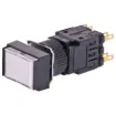 Alternate type illuminated switch incorporating a very positive, audible and tactile feel when operated. Includes provision for a globe. In-built diffuser can be directly engraved. Alternatively a clear printed label can be placed behind the coloured cove.
