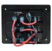 Features 3 x 20A 12V DC rated switches with red illuminated with individual 15A DC breakers.  
114W x  96H x 60Dmm.