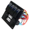 Switch all your gear on and off with this handy power control plate for cars, caravans and 4WDs. Includes; 4x Rocker switches with blue LED, 2x 50A Anderson style connectors with covers, 1x 12V Car Accessory socket and 2x 5V USB Type-A Ports.