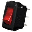 Switch Type: SPST
Contact Rating: 10A @ 250V AC
Neon: Red, 240VAC
Panel Cutout: 27.6 x 13.8 mm 
Electrical Life: 20,000 Cycles
Mechanical Life: 100,000 Cycles
Contact Resistance: <50mR
Insulation Resistance: >100MR
Dielectric Strength: >1500V AC 1 Minute