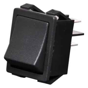A heavy duty DPDT momentary ON/OFF panel mount rocker switch. The switch configuration is momentary one way, returning to centre-off after release. Rated for 16A @ 250V AC for use with mains powered equipment.