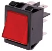 A full illuminated DPDT heavy duty rocker switch for panel mounting into equipment and control panels. Electrical contacts are rated to 15A @ 250V AC.
