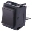 A heavy duty DPDT 'centre-off' panel mount rocker switch. The switch configuration is momentary each way, returning to centre-off after release.