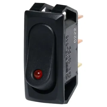 Designed for use in low voltage applications, this LED illuminated panel mount rocker switch is an SPST alternate type.