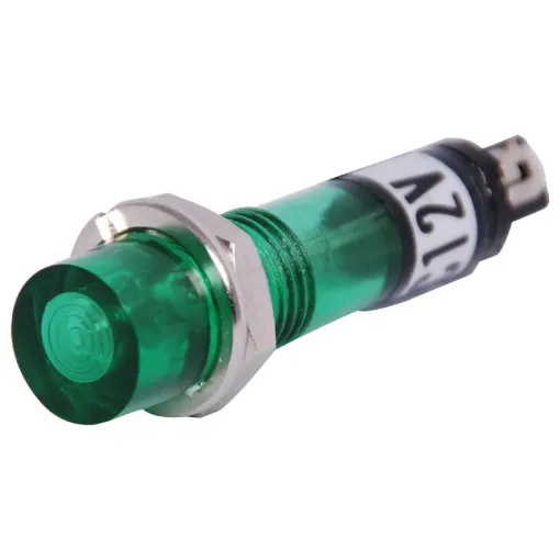 12V panel mount lamp indicators. Mounting hole 7mm.
Current draw: 50mA
Operational life:  5000-8000hrs