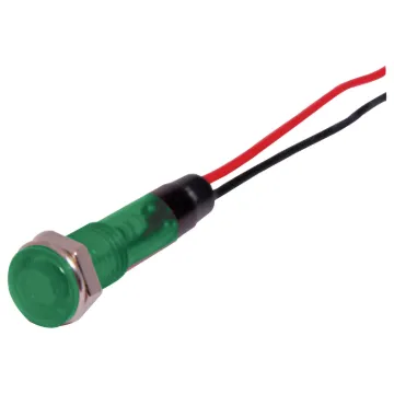 Mounting hole: 6.7mm &Oslash.
Mounting depth: 27mm
Maximum panel thickness: 6.5mm
Lead length: 90mm.