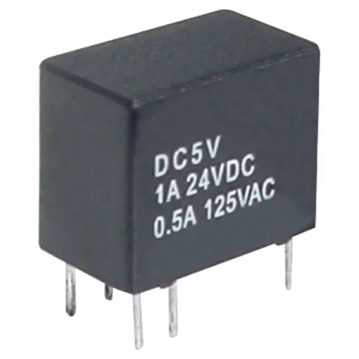 Max voltage: 125V AC, 60V DC 
Max current: 1A DC 
Max VA (Watts): 62.5VA (30W) 
Contact material: Gold Plated Silver 
Coil resistance: 3840&Omega 
Max coil power: 150mw 
Insulation resistance: >1000M&Omega @ 500V DC 
Dielectric strength (for 1 min): 
400V AC between open contacts 
1000V AC between coil & contact 
Electrical life: 100,00