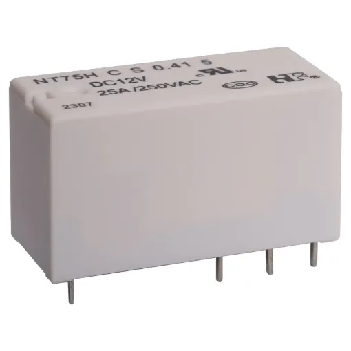 25A SPDT relay. PCB mount style. 12V DC coil.
Fully sealed construction makes it ideal for immersion cleaning and large scale manufacturing
