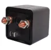 Suitable for high current DC automotive applications. Not suitable for AC use. M6 bolt for contact load connection. 6.3mm spade terminals for contact coil connection.