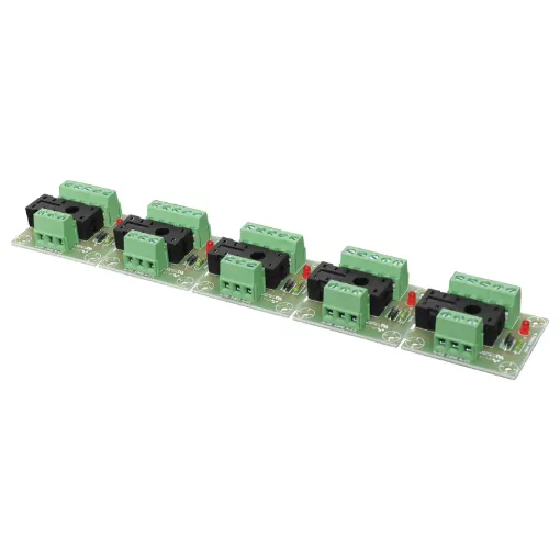 The S 4451 is a handy relay board suitable for 6V, 12V or 24V relays (available separately). Each relay operates independantly and two sets of changeover contacts are provided. It features a perforated PCB so individual relays can be "snapped off" easily.