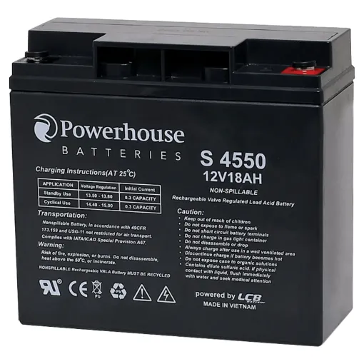 This 12V 18Ah sealed lead acid (SLA) battery is a compact battery for powering 12V equipment.