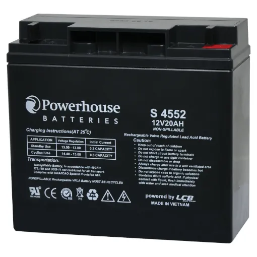 This 12V 20Ah sealed lead acid (SLA) battery is a compact battery for powering 12V equipment.