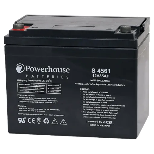 This 12V 35Ah sealed lead acid (SLA) battery is a compact battery for powering 12V equipment.