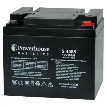 This 12V 50Ah sealed lead acid (SLA) battery is a compact battery for powering 12V equipment.