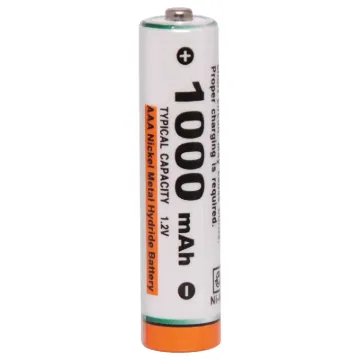 Pack of 2 high quality AAA NiMH 1000mAh rechargeable batteries.