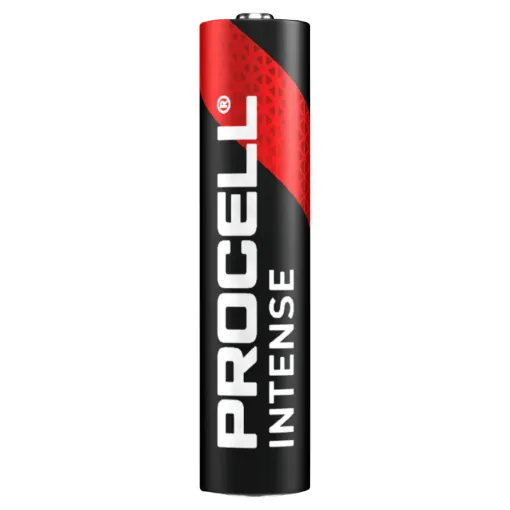 AAA size, pack of 4. Procell Alkaline Intense AAA industrial batteries are specifically designed to last longer in high drain professional devices that require a high amount of power or peaks of power, such as blood Pressure monitors, soap dispensers or flashlights.