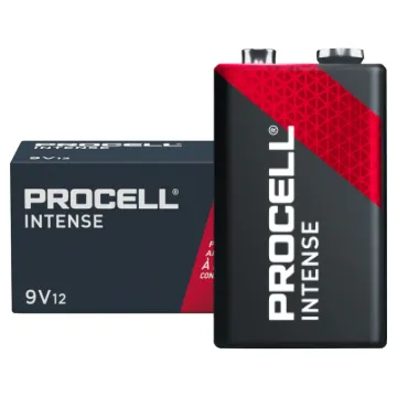 9V size, pack of 12. Procell Alkaline Intense 9V industrial batteries are recommended for use in high drain professional device.