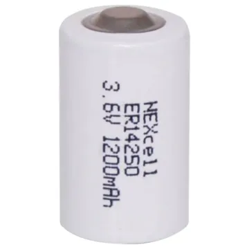 Long life lithium battery in 14250 half AA size.