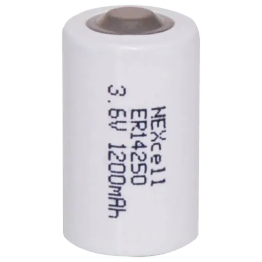 Long life lithium battery in 14250 half AA size.