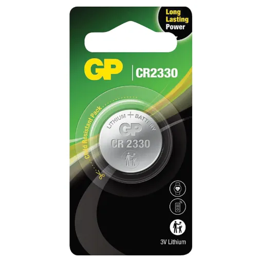 GP high-performing lithium coin batteries (CR2330) are energy-dense and is crafted to deliver long-lasting superior power for your smart devices including skydiving altimeter, hybrid smart watch and auto darkening welding mask.