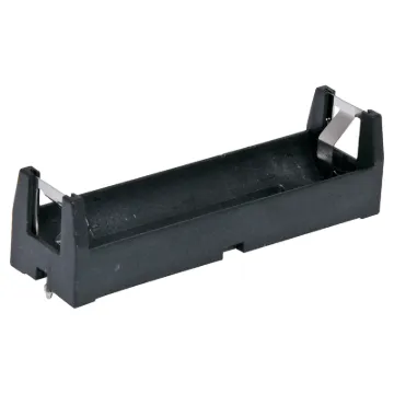 Single 18650 lithium battery holder in a rectangular configuration. Ideal for installation in high power, portable devices.