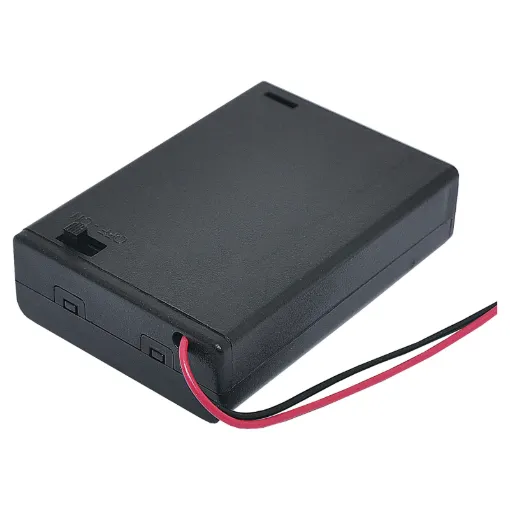 Features on/off switch and locking screw for battery cover.