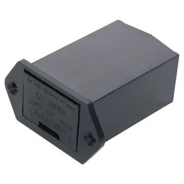 Fits into similar dimensions as an IEC power socket.  Slide in battery drawer locks into place. Mounting depth 55mm.