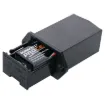 Fits into similar dimensions as an IEC power socket.  Slide in battery drawer locks into place. Mounting depth 55mm.