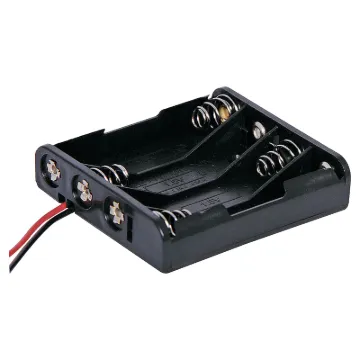 4 x AAA Flat Plastic battery holder. With fly lead connections.