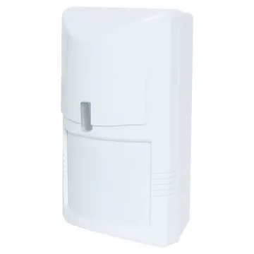 Easy to install PIR with dual look down detection. Features excellent temperature compensation and selectable pulse count. Its stylish countoured shape virtually disappears once installed into the corner of any room.

Vertical range is adjustable and a