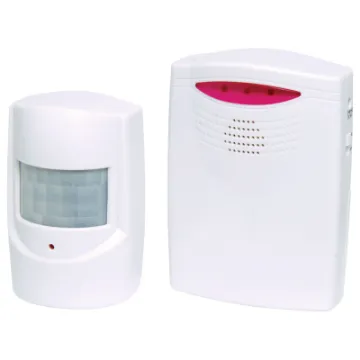 A handy motion activated chime unit for shops to notify staff when customers arrive. 120m range. Requires 3xAAA batteries & 3xC batteries.