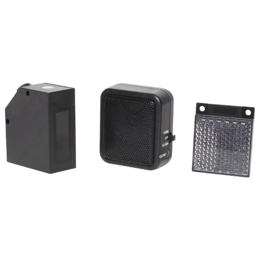 This handy entry alert system sounds whenever its infra red beam is broken. It is ideal for shops, receptions and sales areas. The extended 7 metre range is perfect for wide sliding/automated doors. The in-built speaker can be switched between alarm, chim