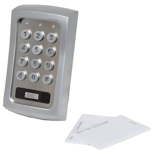 This weatherproof vandal resistant door keypad controller is designed for controlling a door strike in home or business security installations. It combines a digital keypad and proximity EM card reader in one unit.