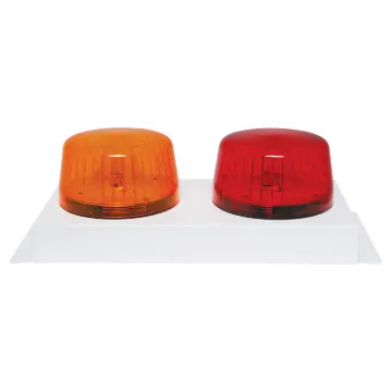 Low current draw dual red and amber coloured strobe lights for emergency evacuation systems. Housed in a sturdy, white powder-coated steel case, this unit is designed for professional installers of fire and evacuation systems. Features simple bolt on inst