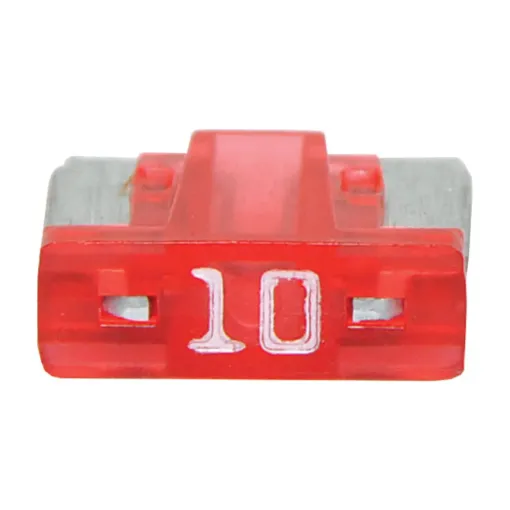 Low profile mini blade fuses rated from 3A to 30A.
